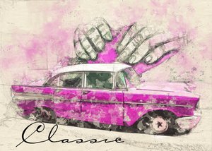 Pink Dream Car by Lembayung senja studio [Vintage Poster]
