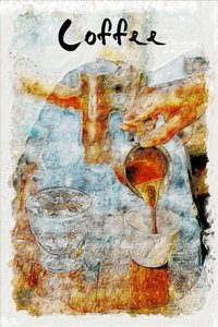 Coffee Pour Watercolor by Lembayung senja studio [Vintage Poster]
