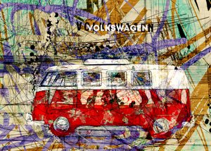 Colorful Retro Van Art by Lembayung senja studio [Vintage Poster]