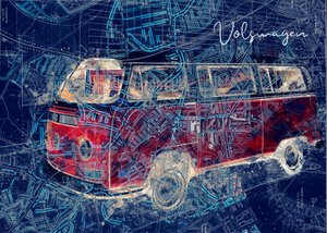 Retro Van City Map by Lembayung senja studio [Vintage Poster]