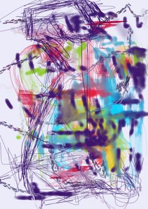 Vibrant Chaotic Lines by Lembayung senja studio [Vintage Poster]
