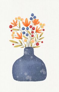 Blue Vase Wildflowers