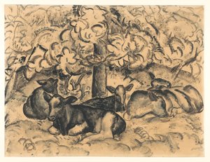 Orchard with Calves by Leo Gestel (signed by artist)