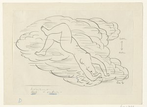 Naked Woman in the Clouds by Leo Gestel (signed by artist)