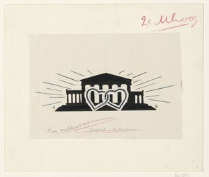 Temple with Two Interlocked Hearts by Leo Gestel (signed by artist)