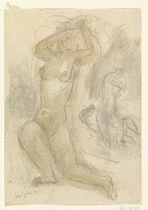 Two Kneeling Nudes by Leo Gestel (signed by artist)