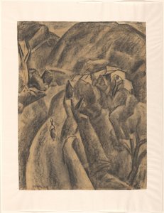 Woman with a Jug on Her Head on a Mountain Road by Leo Gestel (signed by artist)