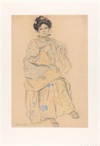 Seated Woman in Japanese Clothing