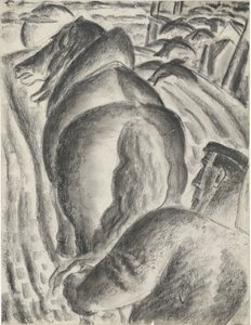 Farmer with Plow and Draft Horse by Leo Gestel
