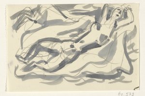 Naked Woman and Horse in the Sea