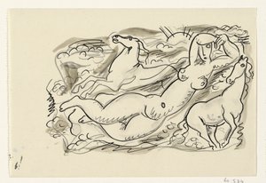 Naked Woman and Two Horses in the Sea by Leo Gestel