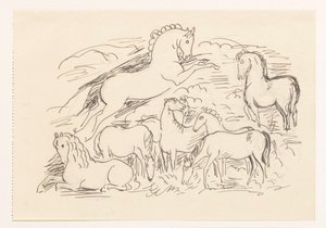 Study Sheet with Eight Horses