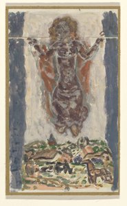 Woman with Outstretched Arms Above a Landscape by Leo Gestel