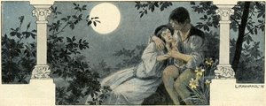 Couple Embracing in the Light of the Moon