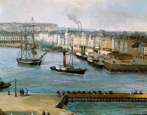 View of the Port of Dieppe by Leon Auguste Asselineau