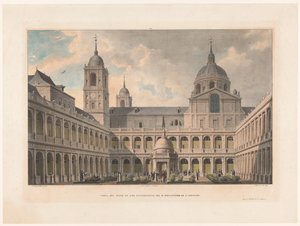 View of the Patio de los Evangelistas of the Monasterio de San Lorenzo de El Escorial by Leon Auguste Asselineau