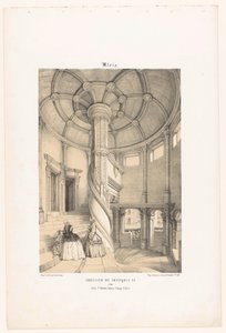 View of the Spiral Staircase of King Francis I in the Castle of Blois by Leon Auguste Asselineau