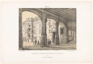 View of the interior of the castle of Blois with the octagonal staircase tower of King Francis I (Contemporary France)