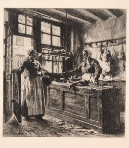 Interior of a Butcher Shop by Leon Augustin Lhermitte