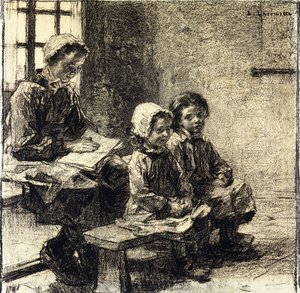 Little Girls at the School of Mont-Saint-Pere by Leon Augustin Lhermitte