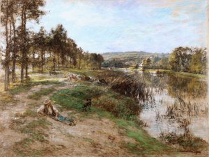 On the Banks of the Marne by Leon Augustin Lhermitte