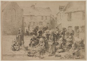 The Apple Market at Landerneau, 1878 by Leon Augustin Lhermitte