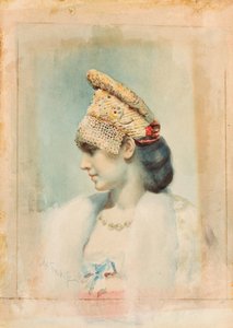 Portrait of a Girl Wearing a Kokoshnik by Leon Bakst