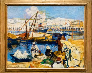 Embarkation at the Port of Algiers by Leon Cauvy