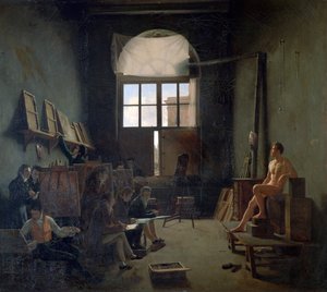 The Workshop of David by Leon Mathieu Cochereau