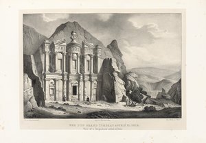 View of a large tomb called El Deir, Petra, 1830