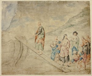 Man Mounting Plank to Boat