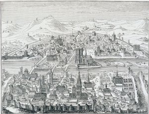 Grande vue en perspective de Paris in 1607, based on the engraving by Léonard Gaultier by Leonard Gaultier