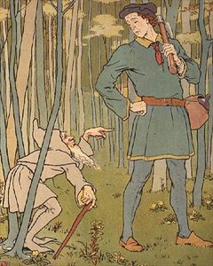 We Met a Little Old Man. Illustration from The Golden Goose