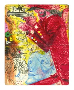 Red Coated Surreal Figures