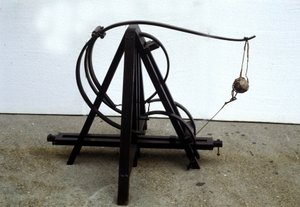 A catapult. Model from the drawing of Leonardo da Vinci. Museum of Science and Technology, Milan.