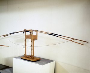 Machine for flying with wing wings, model according to the drawing of Leonardo da Vinci