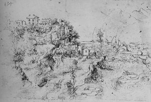 A River with a Canal Alongside and a Castle on a Hill