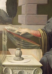 Detail of the Virgin Mary, from the Annunciation (post restoration)