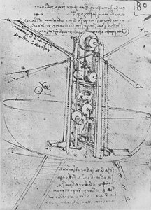 Drawing of a Flying Machine with a Man Operating It