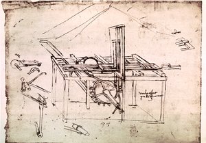 Extract from a Da Vinci Manuscript: Hydraulic Saw with Automatic Forwarding by Leonardo da Vinci