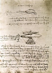 Extract from a Da Vinci Manuscript describing the principle and the construction of the Aerial Screw (Helicopter) by Leonardo da Vinci