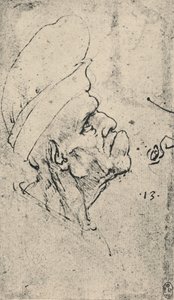 Grotesque Profile of a Man Wearing a Hat to the Right by Leonardo da Vinci
