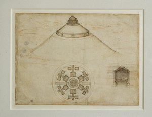 Project for a Central Plan Tomb; Elevation by Leonardo da Vinci