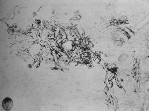 Studies of Horsemen Fighting and of Footsoldiers by Leonardo da Vinci