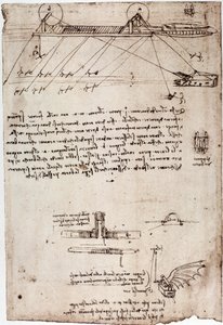 Study for a marine dredge by Leonardo da Vinci. Drawing with pen and ink by Leonardo da Vinci
