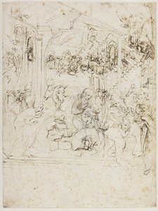 Study for the Adoration of the Magi by Leonardo da Vinci