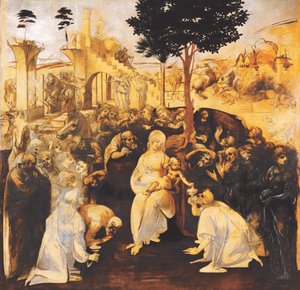 The Adoration of the Magi (after restoration) by Leonardo da Vinci