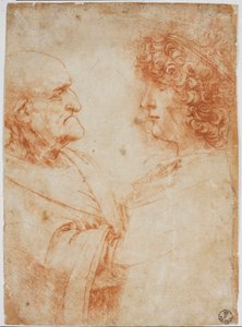 Two male profiles, an old man and a young man - The young man represents Gian Giacomo Caprotti dit Andrea Salai or Salaij by Leonardo da Vinci