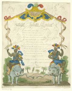 Letter with Black Men on Elephants