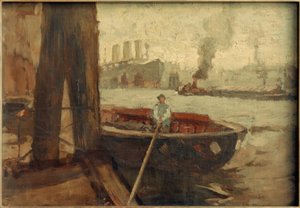 Barge at the Pier by Leonhard Sandrock